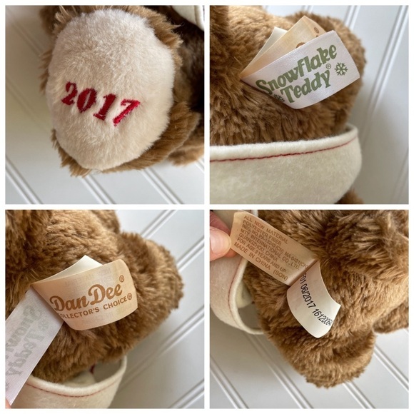 2017 DanDee Christmas Snowflake Teddy Bear Plush Stuffed Animal Toy Cream Dress - Picture 6 of 8
